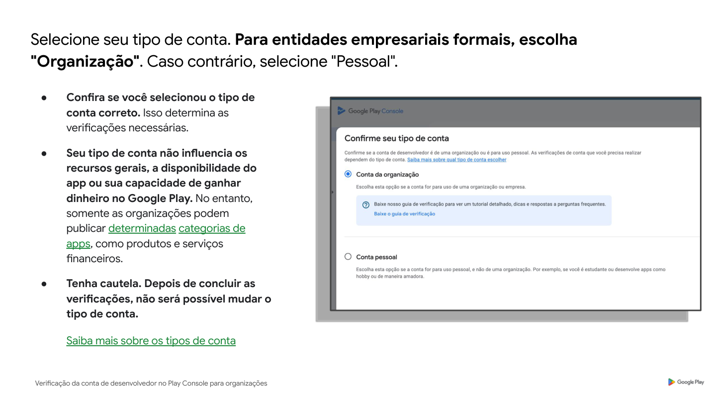 Account type selection