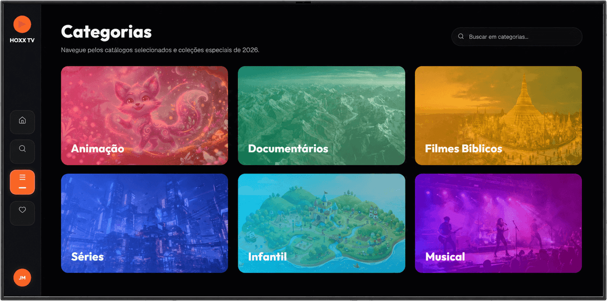 Hoxx TV on TV, find something to watch screen