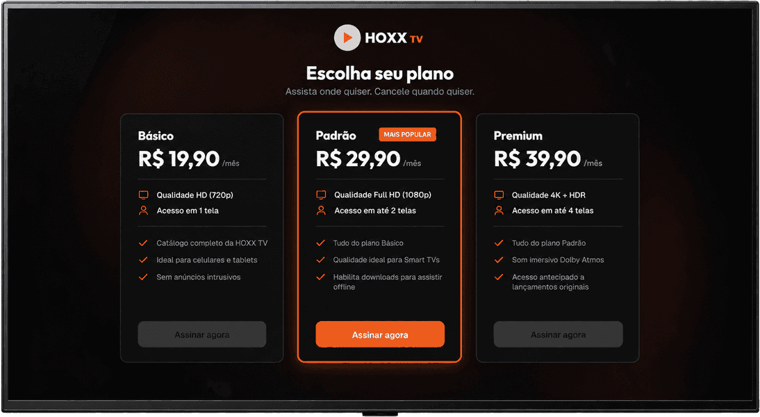 Hoxx TV on TV, choose how to continue screen