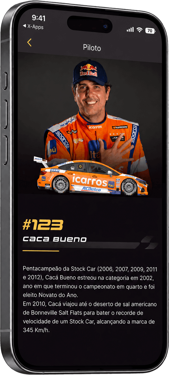 Stock Car, information as it happens screen