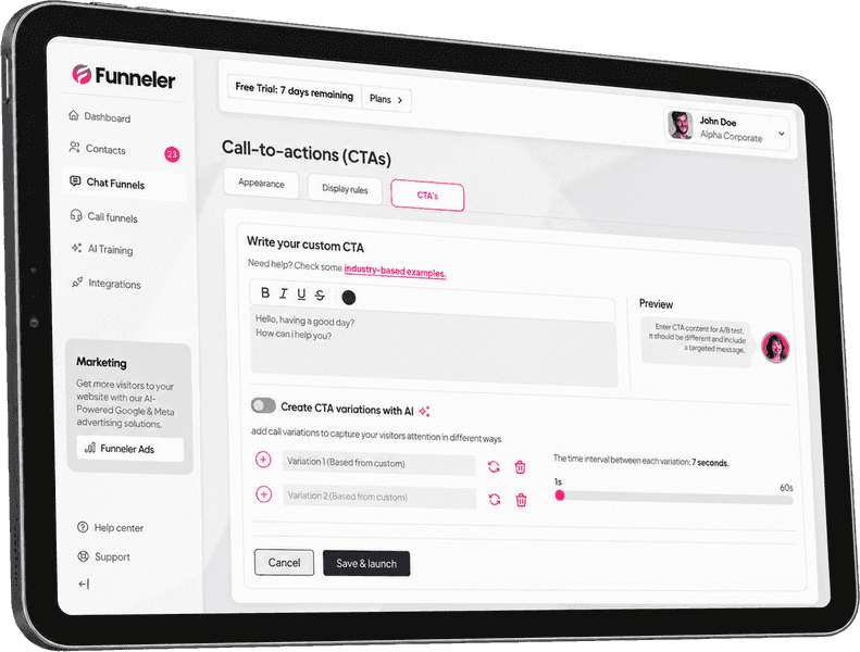 Funneler, the right action at the right time screen
