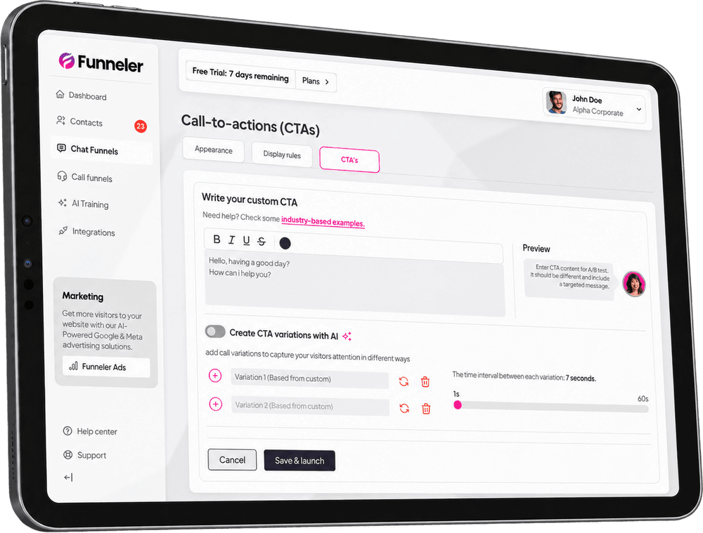 Funneler, the right action at the right time screen
