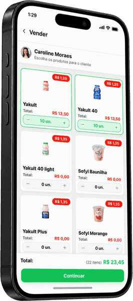 Yakult, from visit to order screen