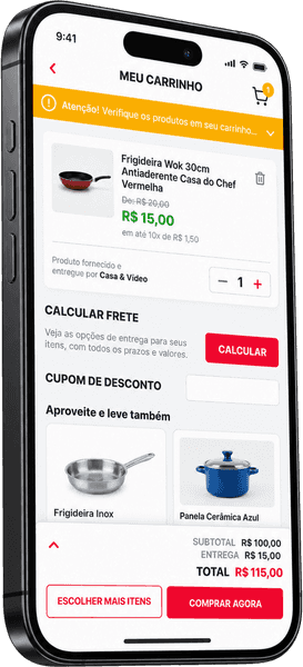 Casa & Vídeo, from choice to order screen