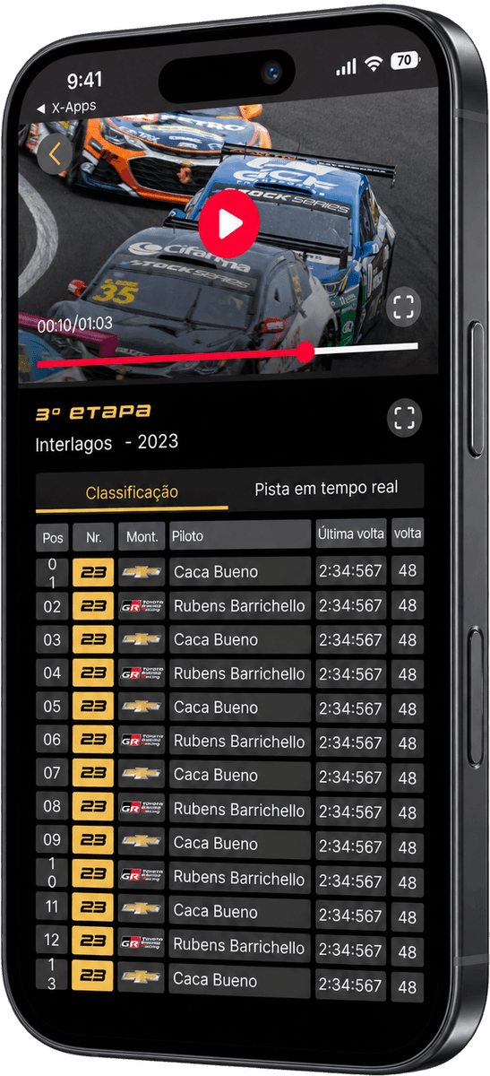 Stock Car, follow the season screen