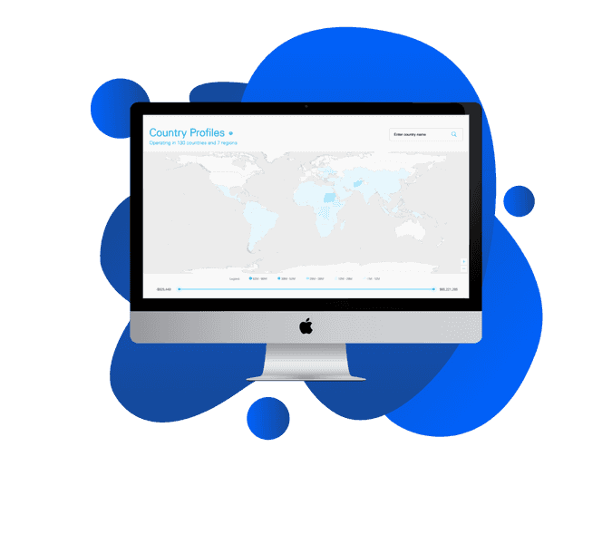 iMac mockup with UNICEF governance and compliance dashboard