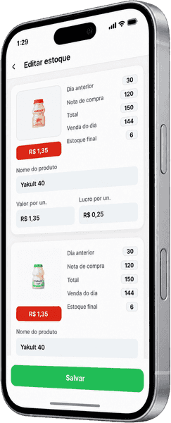 Yakult, inventory under control screen