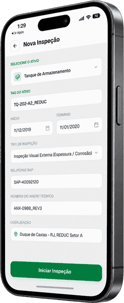Transpetro, start a new inspection screen