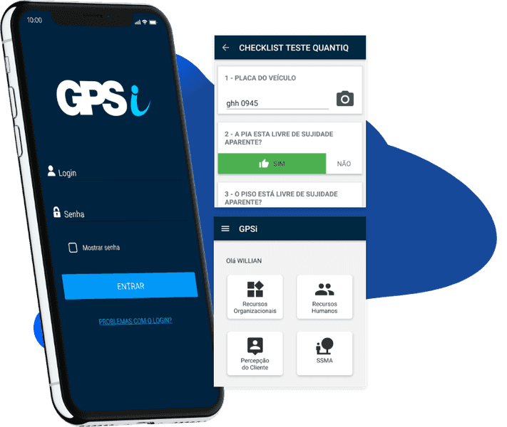 Phone showing an inner screen of the GPSi app