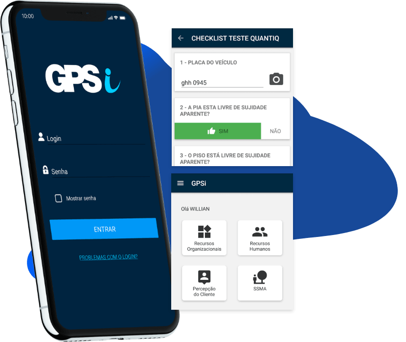 Phone showing an inner screen of the GPSi app