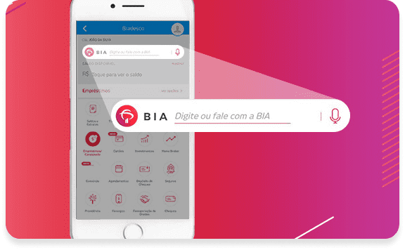 Tela de celular mostrando o aplicativo do Bradesco funcionando