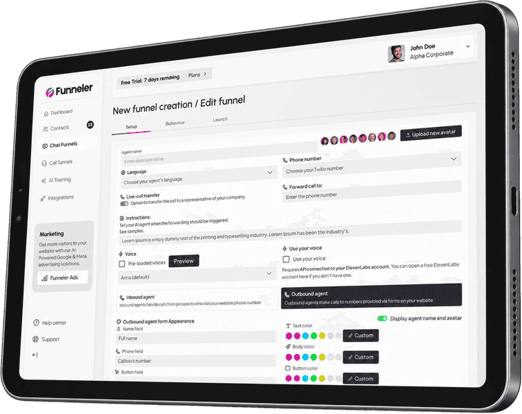 Funneler, control over every detail screen