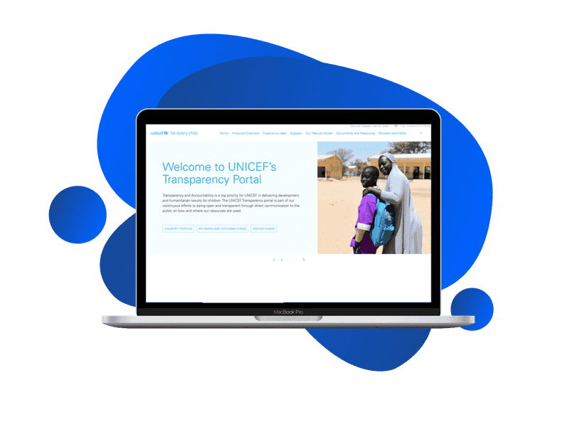 MacBook Pro mockup with UNICEF operational monitoring