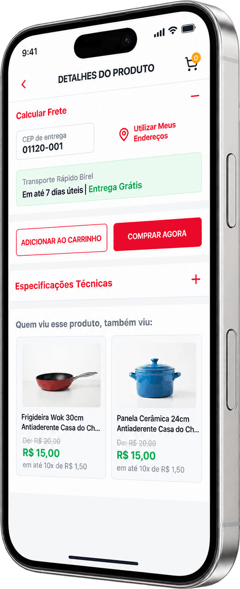 Casa & Vídeo, the product front and center screen
