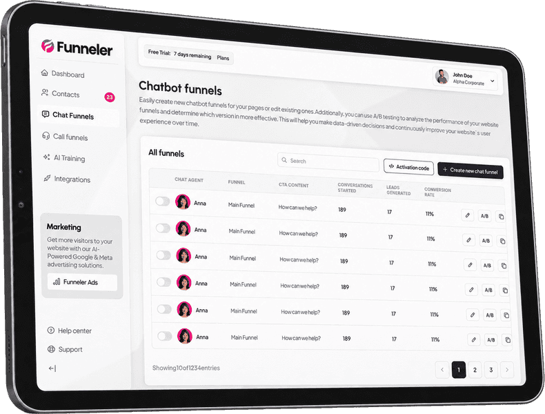 Funneler, a view of the conversion paths screen